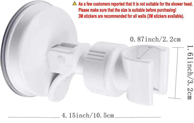 OUO Adjustable Shower Head Holder, Bathroom Suction Cup Handheld Shower Head Bracket, Removable Handheld Showerhead & Wall Mounted Suction Bracket (Pure White) - Image 2